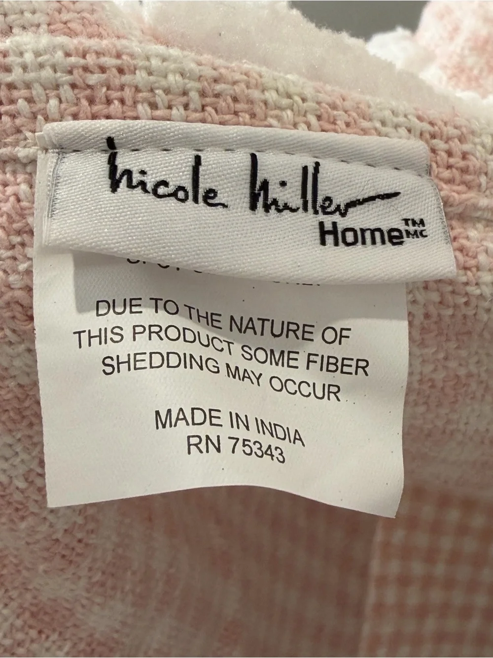 Nicole Miller Pink Houndstooth Heart Tassel Throw